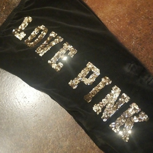 Black & gold VS PINK sequin tracksuit pants Small - Picture 2 of 4